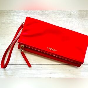 Tumi Voyageur Travel Wallet Red Leather and Nylon